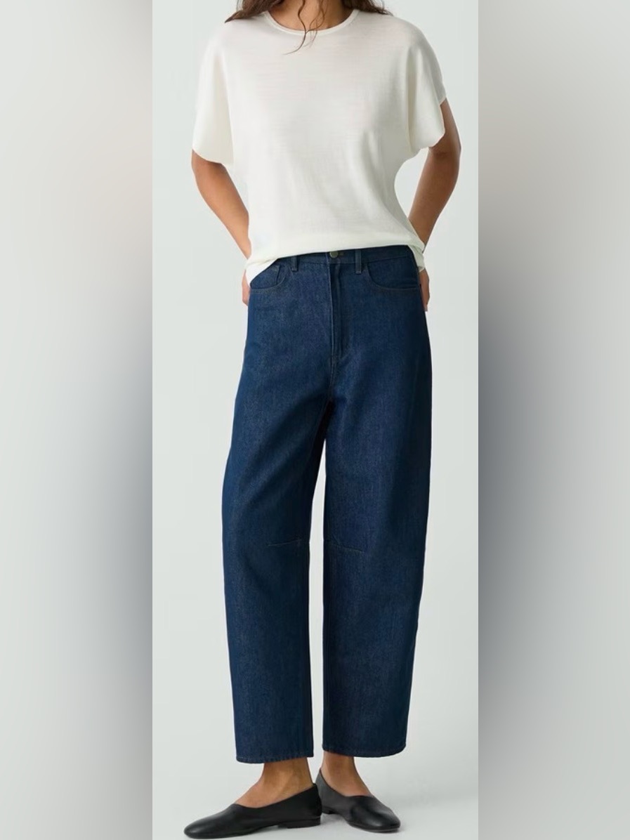 Theory Cropped Barrel Pant In Relaxed Denim | Color: Indigo | Size: 29